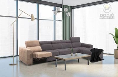 Kutna garnitura Brisel L s relax funkcijom i ležajem - 190x375x93 cm