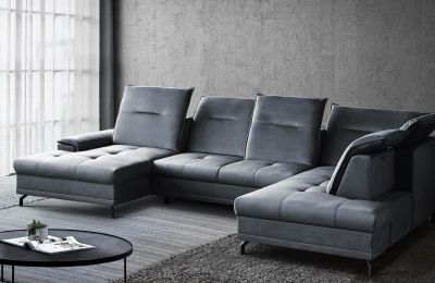 Kutna garnitura Bruno U s pomičnim sjedalima i ležajem - 230x364x181 cm