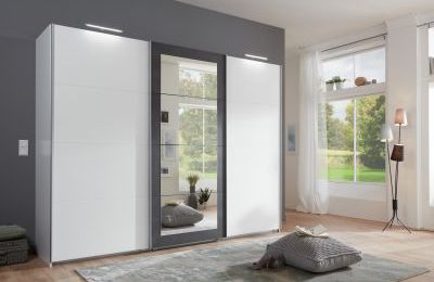 Bijeli ormar s kliznim vratima Minden - 270x65x208 cm