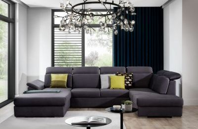 Kutna garnitura Evanell s ležajem i spremnikom - 210x330x102 cm