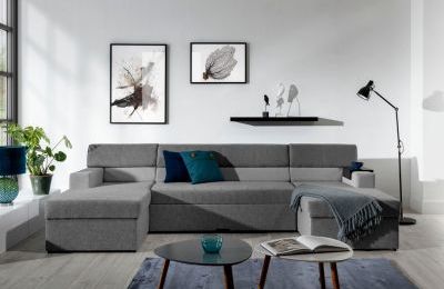 Kutna garnitura Markos s ležajem i spremnikom - 159x310x90 cm