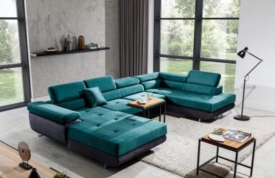 Kutna garnitura Rodrigo s ležajem i spremnikom - 202x345x90 cm