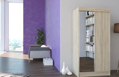 Ormar s kliznim vratima i ogledalom Nevada - 100x62x200 cm