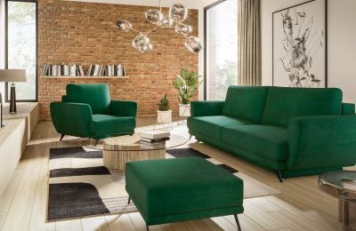 Set sjedećih garnitura Megis - fotelja + dvosjed + tabure