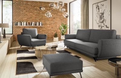 Set sjedećih garnitura Megis - fotelja + dvosjed + tabure