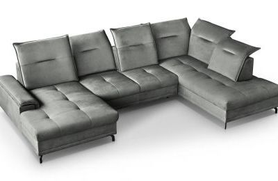 Kutna garnitura Bruno U s pomičnim sjedalima i ležajem - 230x364x181 cm