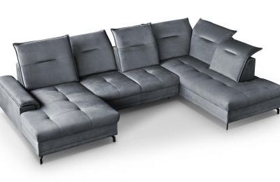 Kutna garnitura Bruno U s pomičnim sjedalima i ležajem - 230x364x181 cm