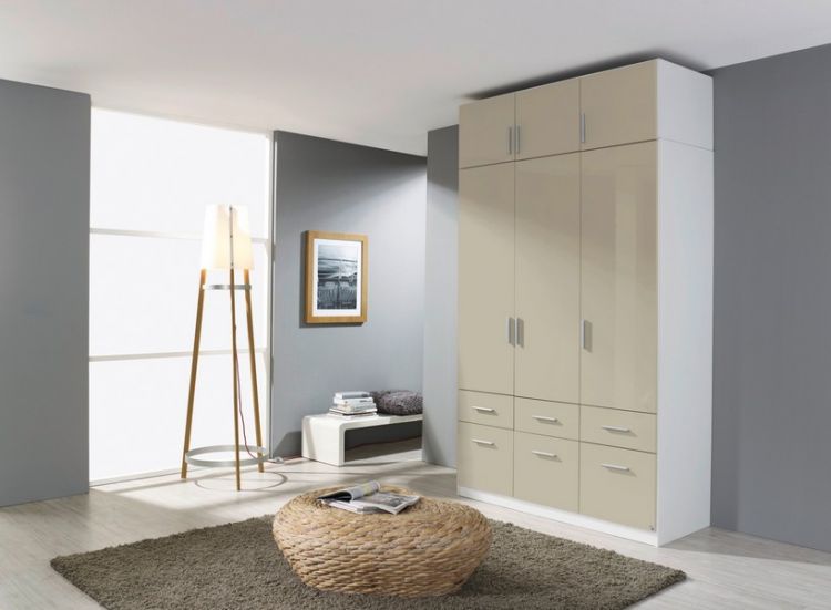 Korpus alpinweiß + Fronte Hochglanz soft grey